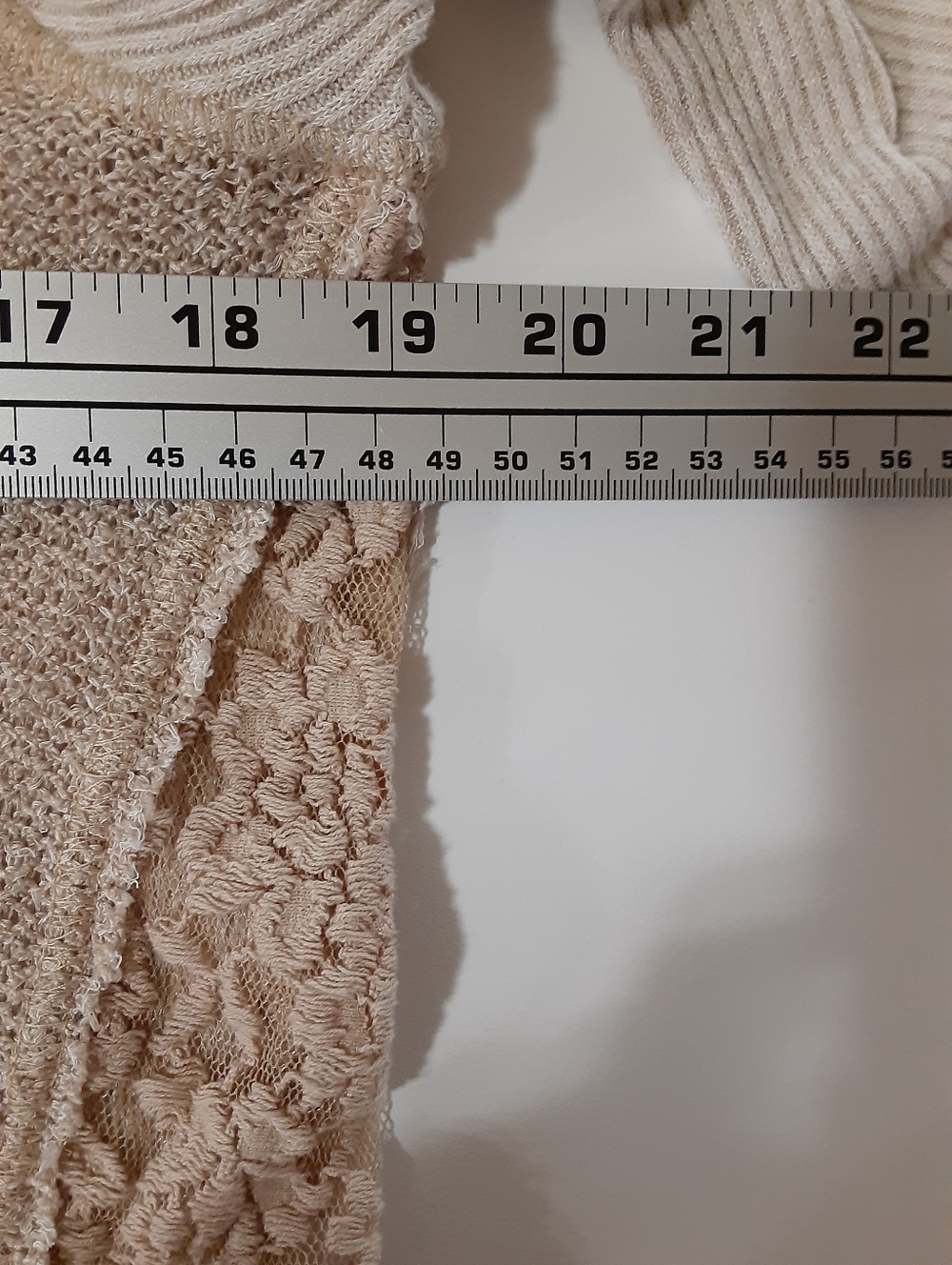 We The Free Cream Textured Knit Lace Panel Boho Sweater Top Small - Picture 7 of 9
